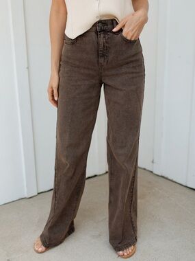CJLA Holland High-Rise Wide Leg Jeans in Brown size 5